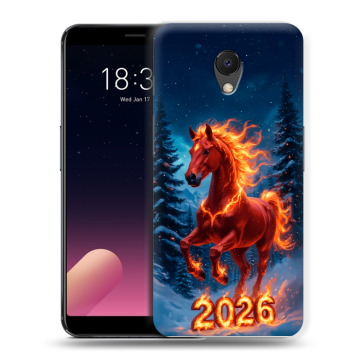 Силиконовый чехол на Meizu M6s с принтом Новый год коня