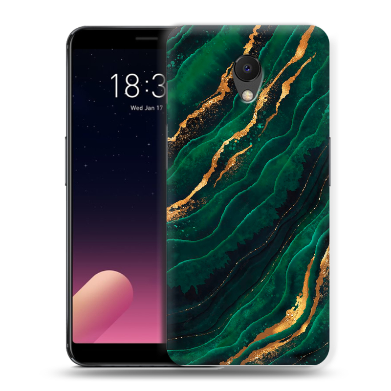 Силиконовый чехол на Meizu M6s с принтом Мрамор зеленое золото Силиконовый чехол на Meizu M6s с принтом Мрамор зеленое золото