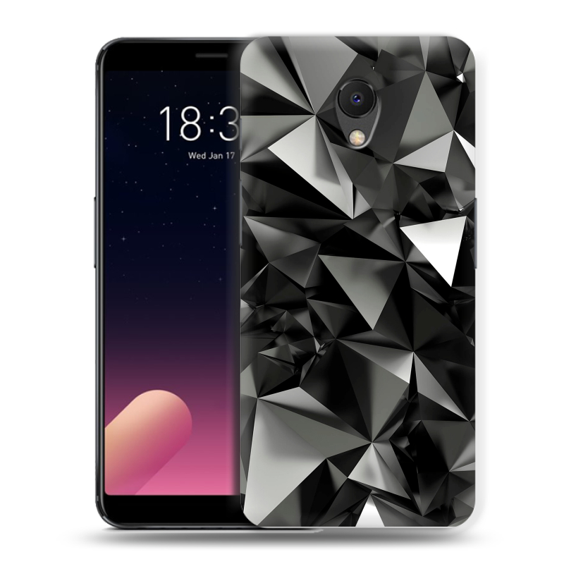 Силиконовый чехол на Meizu M6s с принтом Черные кристаллы Силиконовый чехол на Meizu M6s с принтом Черные кристаллы