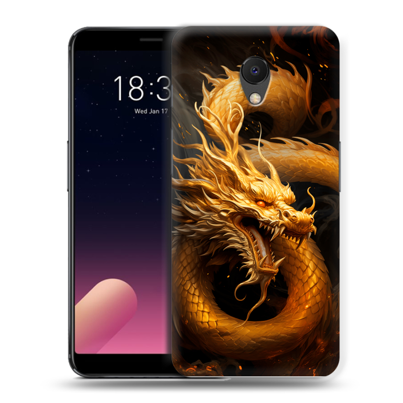 Силиконовый чехол на Meizu M6s с принтом Золотой дракон Силиконовый чехол на Meizu M6s с принтом Золотой дракон