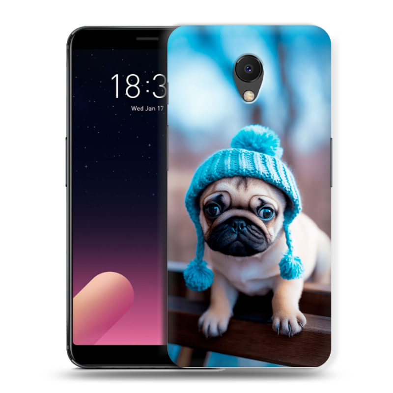 Силиконовый чехол на Meizu M6s с принтом Мопс в шапке Силиконовый чехол на Meizu M6s с принтом Мопс в шапке