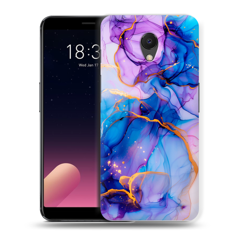Силиконовый чехол на Meizu M6s с принтом синий мрамор Силиконовый чехол на Meizu M6s с принтом синий мрамор