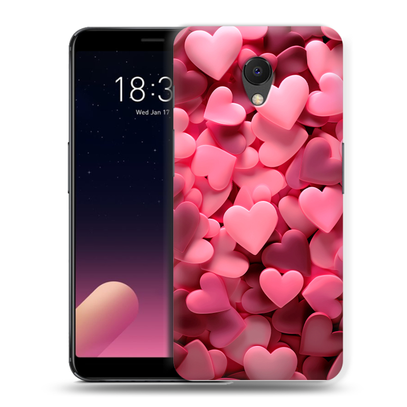 Силиконовый чехол на Meizu M6s с принтом розовые сердечки Силиконовый чехол на Meizu M6s с принтом розовые сердечки