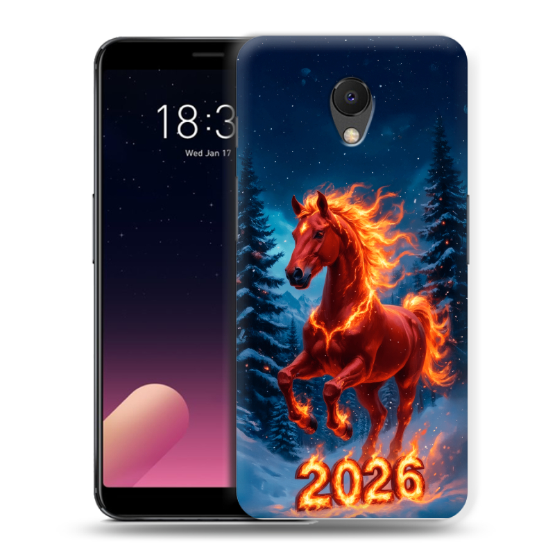 Силиконовый чехол на Meizu M6s с принтом Новый год коня Силиконовый чехол на Meizu M6s с принтом Новый год коня