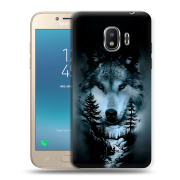 Силиконовый противоударный чехол на Samsung Galaxy J2 (2018) с принтом Лесной волк Силиконовый противоударный чехол на Samsung Galaxy J2 (2018) с принтом Лесной волк