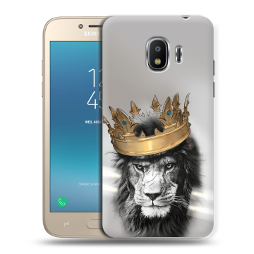 Силиконовый противоударный чехол на Samsung Galaxy J2 (2018) с принтом Лев с короной Силиконовый противоударный чехол на Samsung Galaxy J2 (2018) с принтом Лев с короной