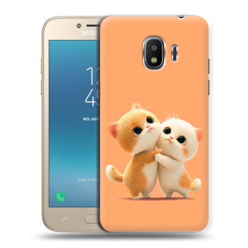 Силиконовый противоударный чехол на Samsung Galaxy J2 (2018) с принтом Милые котики Силиконовый противоударный чехол на Samsung Galaxy J2 (2018) с принтом Милые котики