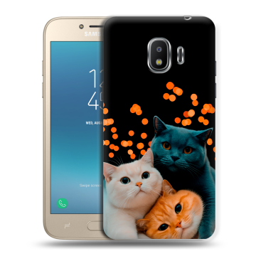 Силиконовый противоударный чехол на Samsung Galaxy J2 (2018) с принтом Кошки Силиконовый противоударный чехол на Samsung Galaxy J2 (2018) с принтом Кошки