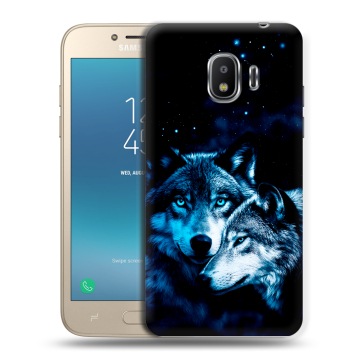 Силиконовый противоударный чехол на Samsung Galaxy J2 (2018) с принтом Волки Силиконовый противоударный чехол на Samsung Galaxy J2 (2018) с принтом Волки