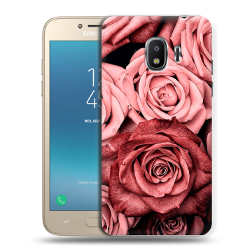 Силиконовый противоударный чехол на Samsung Galaxy J2 (2018) с принтом Цветы розы Силиконовый противоударный чехол на Samsung Galaxy J2 (2018) с принтом Цветы розы