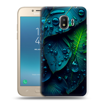 Силиконовый противоударный чехол на Samsung Galaxy J2 (2018) с принтом Листья Силиконовый противоударный чехол на Samsung Galaxy J2 (2018) с принтом Листья