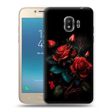Силиконовый противоударный чехол на Samsung Galaxy J2 (2018) с принтом Розы красные Силиконовый противоударный чехол на Samsung Galaxy J2 (2018) с принтом Розы красные