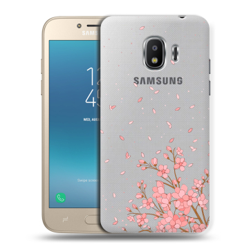 Силиконовый противоударный чехол на Samsung Galaxy J2 (2018) с принтом Ветка сакуры Силиконовый противоударный чехол на Samsung Galaxy J2 (2018) с принтом Ветка сакуры