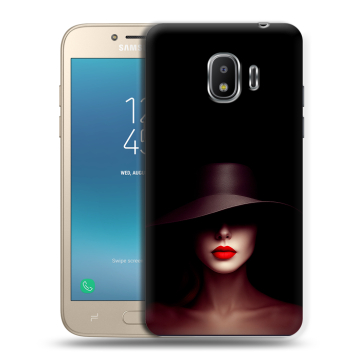 Силиконовый противоударный чехол на Samsung Galaxy J2 (2018) с принтом Девушка в шляпе Силиконовый противоударный чехол на Samsung Galaxy J2 (2018) с принтом Девушка в шляпе
