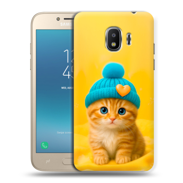 Силиконовый противоударный чехол на Samsung Galaxy J2 (2018) с принтом Котенок в шапке Силиконовый противоударный чехол на Samsung Galaxy J2 (2018) с принтом Котенок в шапке