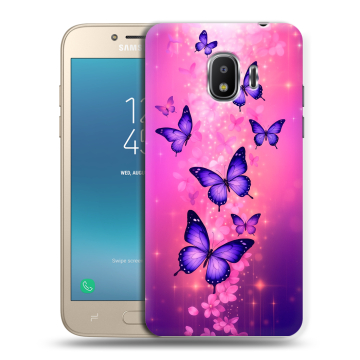 Силиконовый противоударный чехол на Samsung Galaxy J2 (2018) с принтом Бабочки Силиконовый противоударный чехол на Samsung Galaxy J2 (2018) с принтом Бабочки