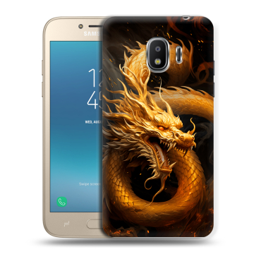 Силиконовый противоударный чехол на Samsung Galaxy J2 (2018) с принтом Золотой дракон Силиконовый противоударный чехол на Samsung Galaxy J2 (2018) с принтом Золотой дракон