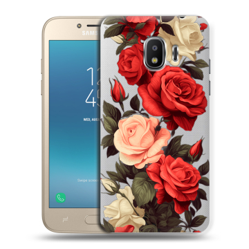 Силиконовый противоударный чехол на Samsung Galaxy J2 (2018) с принтом Розы Силиконовый противоударный чехол на Samsung Galaxy J2 (2018) с принтом Розы
