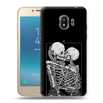Силиконовый противоударный чехол на Samsung Galaxy J2 (2018) с принтом Поцелуй скелетов Силиконовый противоударный чехол на Samsung Galaxy J2 (2018) с принтом Поцелуй скелетов
