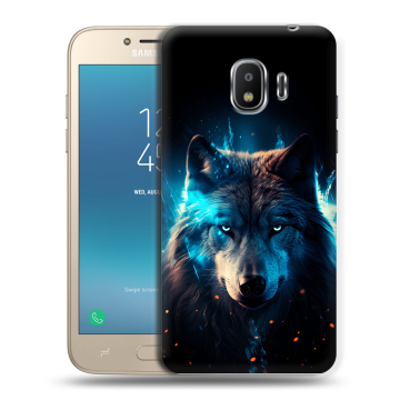 Силиконовый противоударный чехол на Samsung Galaxy J2 (2018) с принтом Волк ночной Силиконовый противоударный чехол на Samsung Galaxy J2 (2018) с принтом Волк ночной
