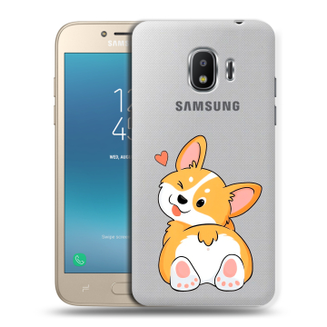 Силиконовый противоударный чехол на Samsung Galaxy J2 (2018) с принтом Корги Силиконовый противоударный чехол на Samsung Galaxy J2 (2018) с принтом Корги