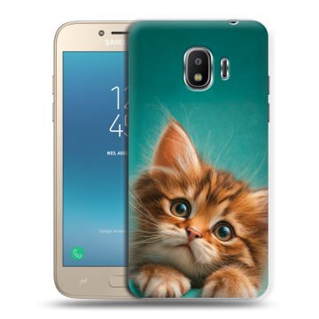 Силиконовый противоударный чехол на Samsung Galaxy J2 (2018) с принтом котенок Силиконовый противоударный чехол на Samsung Galaxy J2 (2018) с принтом котенок