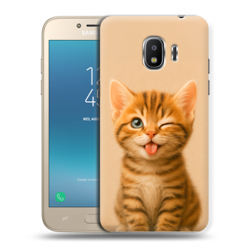 Силиконовый противоударный чехол на Samsung Galaxy J2 (2018) с принтом котенок Силиконовый противоударный чехол на Samsung Galaxy J2 (2018) с принтом котенок