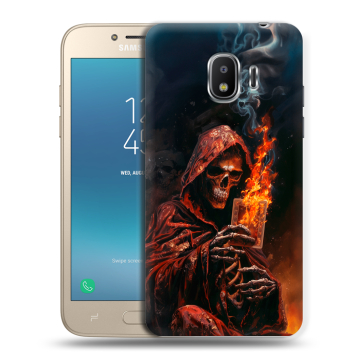 Силиконовый противоударный чехол на Samsung Galaxy J2 (2018) с принтом Скелет и карты Силиконовый противоударный чехол на Samsung Galaxy J2 (2018) с принтом Скелет и карты