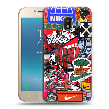 Силиконовый противоударный чехол на Samsung Galaxy J2 (2018) с принтом Найк Nike яркий Силиконовый противоударный чехол на Samsung Galaxy J2 (2018) с принтом Найк Nike яркий