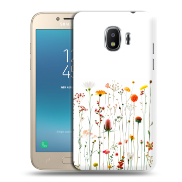 Силиконовый противоударный чехол на Samsung Galaxy J2 (2018) с принтом цветы Силиконовый противоударный чехол на Samsung Galaxy J2 (2018) с принтом цветы