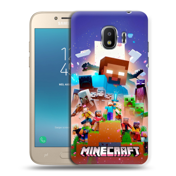Силиконовый противоударный чехол на Samsung Galaxy J2 (2018) с принтом Майнкрафт Minecraft Силиконовый противоударный чехол на Samsung Galaxy J2 (2018) с принтом Майнкрафт Minecraft