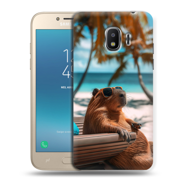 Силиконовый противоударный чехол на Samsung Galaxy J2 (2018) с принтом Капибара Силиконовый противоударный чехол на Samsung Galaxy J2 (2018) с принтом Капибара