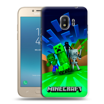 Силиконовый противоударный чехол на Samsung Galaxy J2 (2018) с принтом Майнкрафт Силиконовый противоударный чехол на Samsung Galaxy J2 (2018) с принтом Майнкрафт