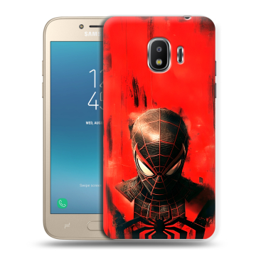 Силиконовый противоударный чехол на Samsung Galaxy J2 (2018) с принтом человек паук spiderman Силиконовый противоударный чехол на Samsung Galaxy J2 (2018) с принтом человек паук spiderman