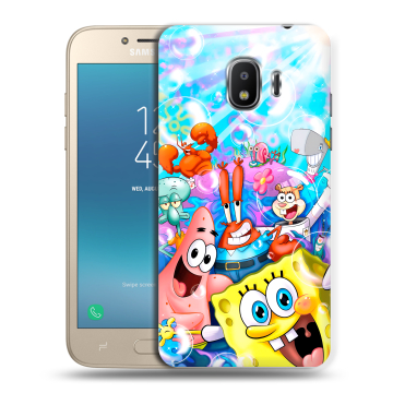 Силиконовый противоударный чехол на Samsung Galaxy J2 (2018) с принтом спанчбоб спанч боб Силиконовый противоударный чехол на Samsung Galaxy J2 (2018) с принтом спанчбоб спанч боб