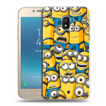 Силиконовый противоударный чехол на Samsung Galaxy J2 (2018) с принтом Миньоны Силиконовый противоударный чехол на Samsung Galaxy J2 (2018) с принтом Миньоны