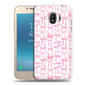 Силиконовый противоударный чехол на Samsung Galaxy J2 (2018) с принтом Розовые бантики Силиконовый противоударный чехол на Samsung Galaxy J2 (2018) с принтом Розовые бантики