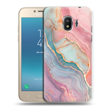 Силиконовый противоударный чехол на Samsung Galaxy J2 (2018) с принтом розовый мрамор Силиконовый противоударный чехол на Samsung Galaxy J2 (2018) с принтом розовый мрамор