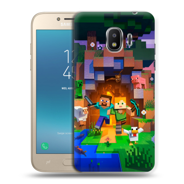 Силиконовый противоударный чехол на Samsung Galaxy J2 (2018) с принтом Майнкрафт Minecraft Силиконовый противоударный чехол на Samsung Galaxy J2 (2018) с принтом Майнкрафт Minecraft