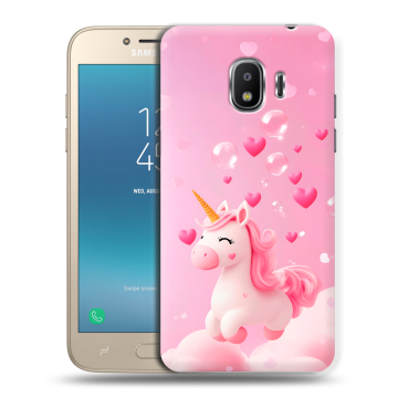 Силиконовый противоударный чехол на Samsung Galaxy J2 (2018) с принтом Единорог Силиконовый противоударный чехол на Samsung Galaxy J2 (2018) с принтом Единорог