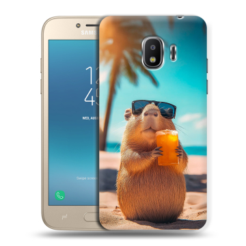Силиконовый противоударный чехол на Samsung Galaxy J2 (2018) с принтом Капибара Силиконовый противоударный чехол на Samsung Galaxy J2 (2018) с принтом Капибара