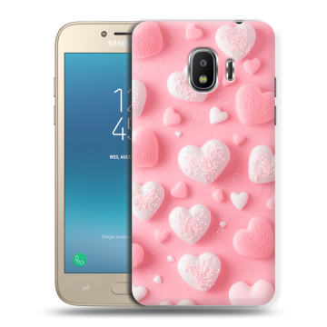 Силиконовый противоударный чехол на Samsung Galaxy J2 (2018) с принтом Сердечки Силиконовый противоударный чехол на Samsung Galaxy J2 (2018) с принтом Сердечки