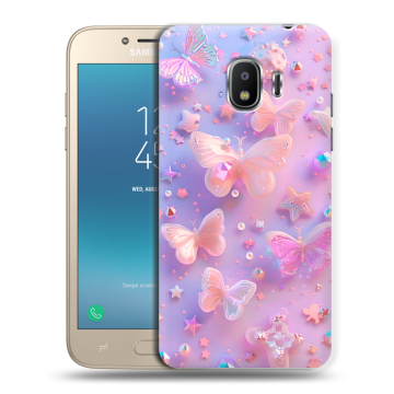 Силиконовый противоударный чехол на Samsung Galaxy J2 (2018) с принтом Бабочки Силиконовый противоударный чехол на Samsung Galaxy J2 (2018) с принтом Бабочки