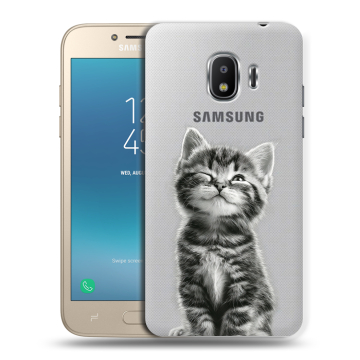 Силиконовый противоударный чехол на Samsung Galaxy J2 (2018) с принтом Котенок Силиконовый противоударный чехол на Samsung Galaxy J2 (2018) с принтом Котенок
