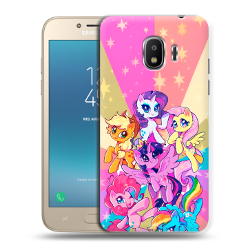 Силиконовый противоударный чехол на Samsung Galaxy J2 (2018) с принтом My little pony Дружба чудо Силиконовый противоударный чехол на Samsung Galaxy J2 (2018) с принтом My little pony Дружба чудо
