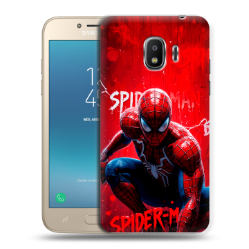 Силиконовый противоударный чехол на Samsung Galaxy J2 (2018) с принтом Spiderman Человек паук Силиконовый противоударный чехол на Samsung Galaxy J2 (2018) с принтом Spiderman Человек паук