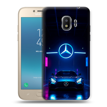 Силиконовый противоударный чехол на Samsung Galaxy J2 (2018) с принтом Mercedes Мерседес Силиконовый противоударный чехол на Samsung Galaxy J2 (2018) с принтом Mercedes Мерседес