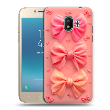 Силиконовый противоударный чехол на Samsung Galaxy J2 (2018) с принтом Розовые бантики Силиконовый противоударный чехол на Samsung Galaxy J2 (2018) с принтом Розовые бантики