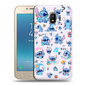 Силиконовый противоударный чехол на Samsung Galaxy J2 (2018) с принтом Лило и Стич Силиконовый противоударный чехол на Samsung Galaxy J2 (2018) с принтом Лило и Стич