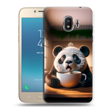 Силиконовый противоударный чехол на Samsung Galaxy J2 (2018) с принтом смешная панда Силиконовый противоударный чехол на Samsung Galaxy J2 (2018) с принтом смешная панда